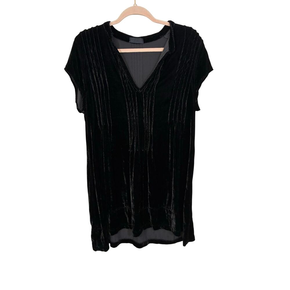 CP Shades Black Crushed Velvet Silk Blend Tunic Dress S Romantic Goth Romantic